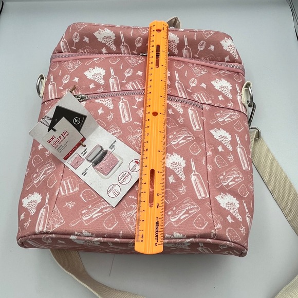 Live In Style Wine Cooler Bag Pink Picnic Insulated Bottle Holder Shoulder Strap - Picture 8 of 9